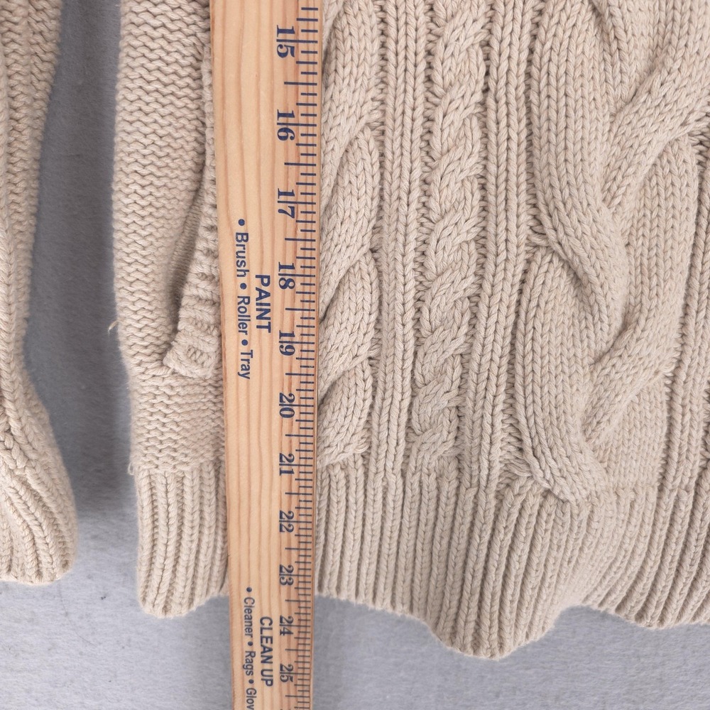 L.L.Bean Sweater Womens XS Cream Cotton Cable Knit Cowl Neck Pockets Pullover - Picture 8 of 8